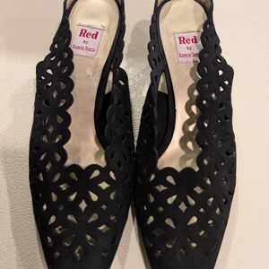 Red By Ramon Tenza Black Suede Sling Back Pumps